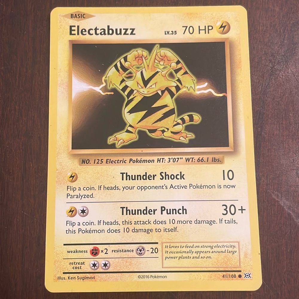 2016 LV.35 Electabuzz 41/108, HP 70, Thunder shock/ thunder punch